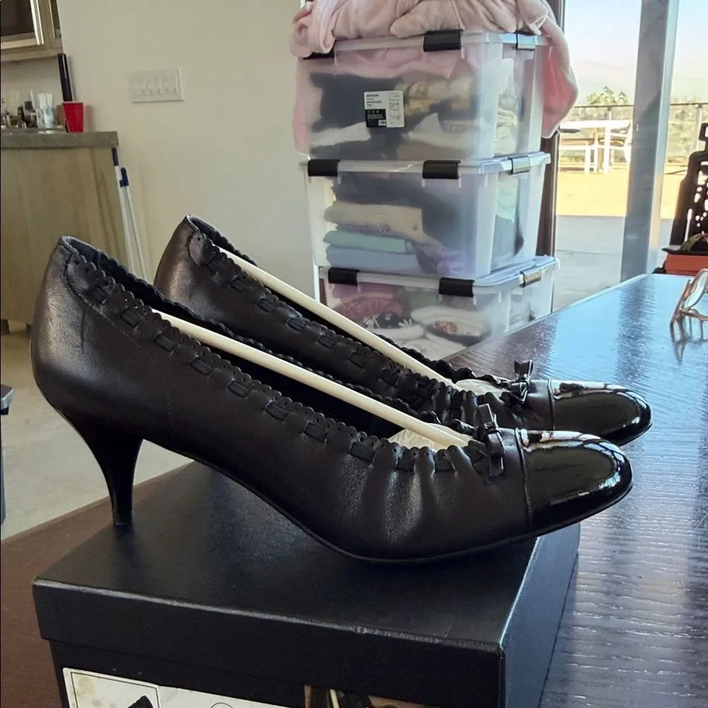 CHANEL Black Patent Leather Heels